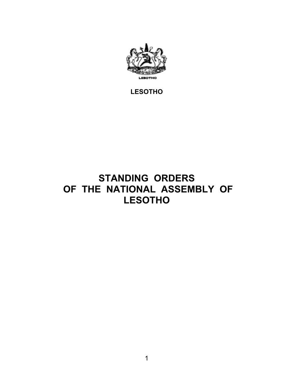 Standing Orders of the National Assembly of Lesotho