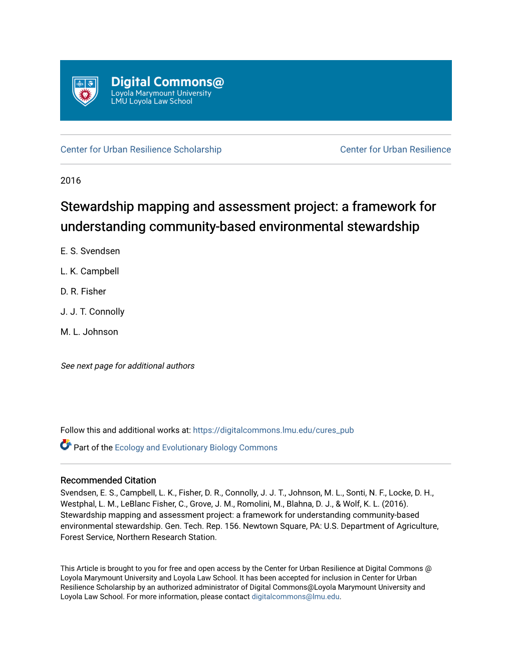 A Framework for Understanding Community-Based Environmental Stewardship