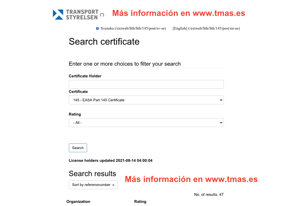 Search Certificate