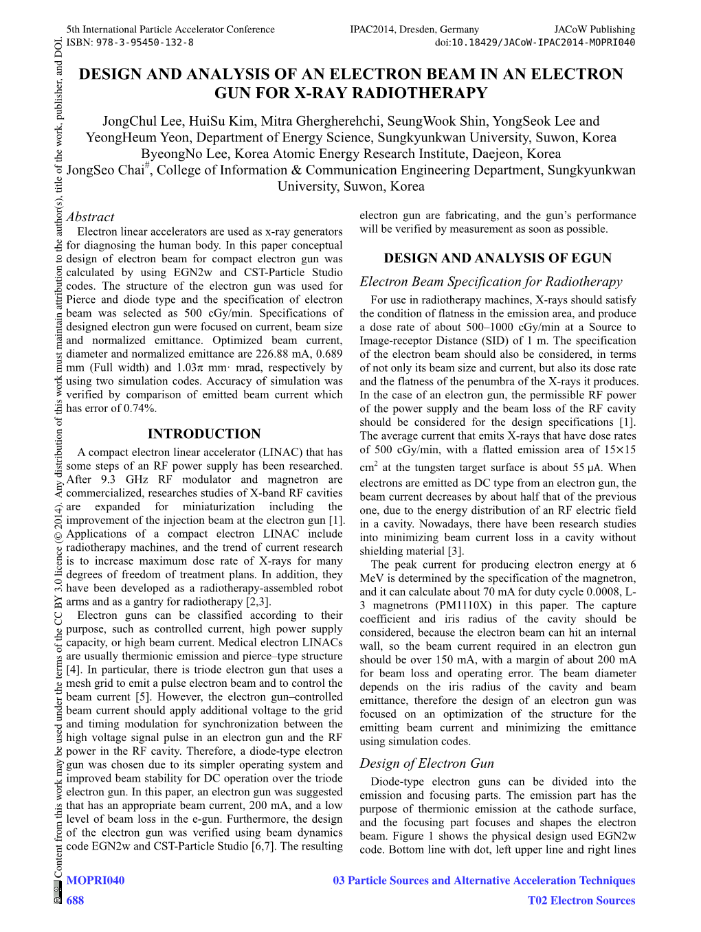 Design and Analysis of an Electron Beam in an Electron Gun for X-Ray