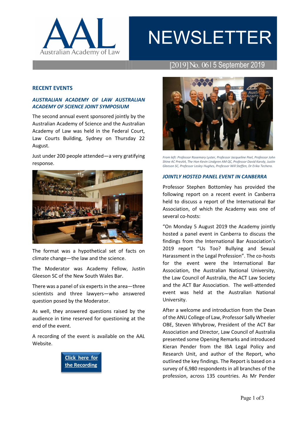 Newsletter 2019 No 6