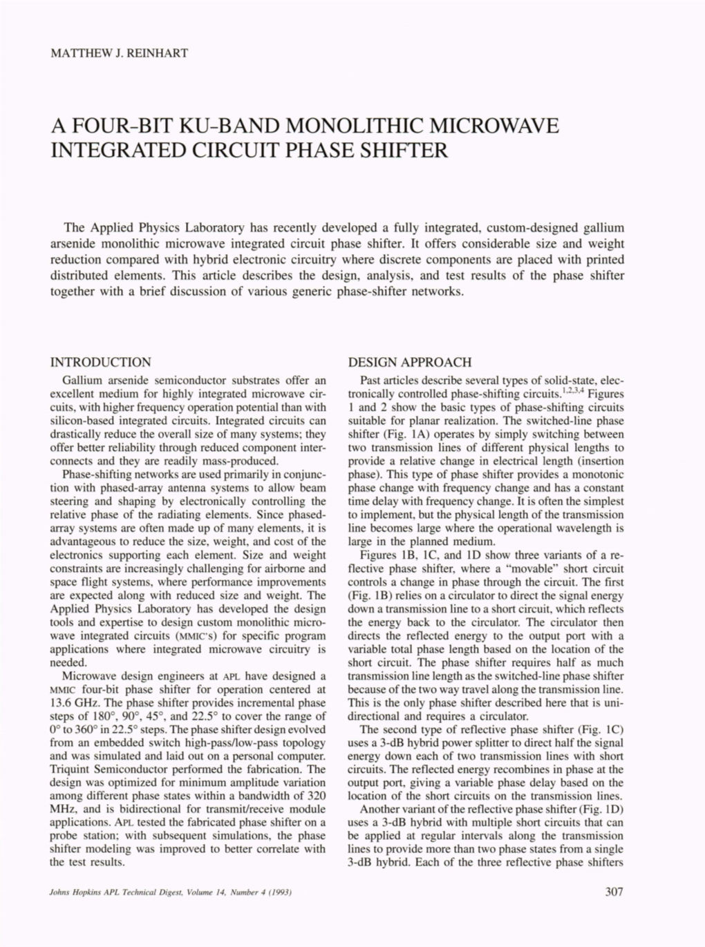 A Four-Bit Ku-Band Monolithic Microwave Integrated Circuit Phase Shifter