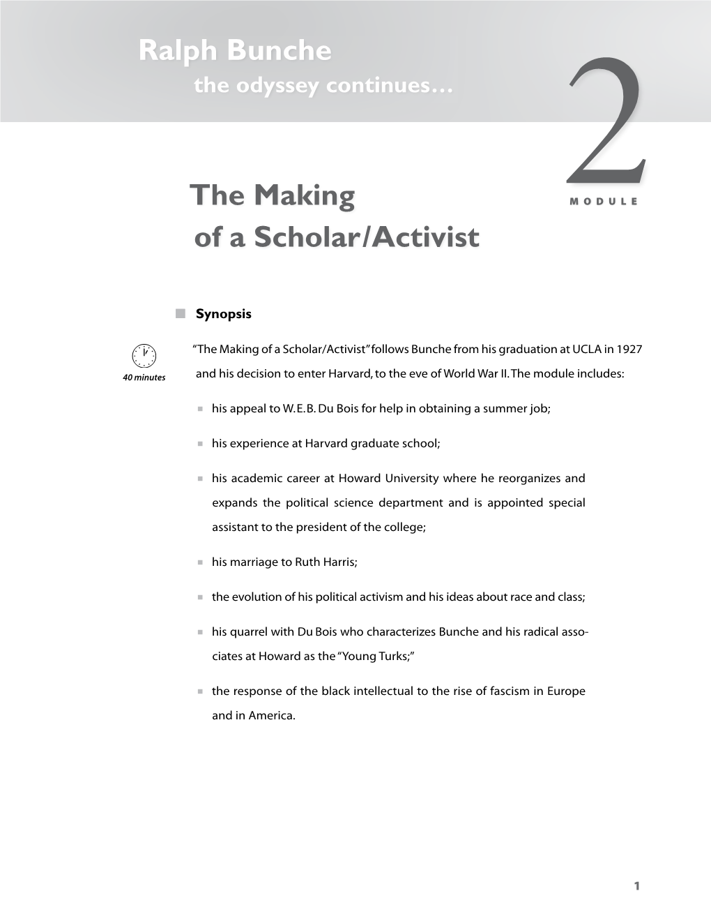 MODULE 2 :: the Making of a Scholar / Activist