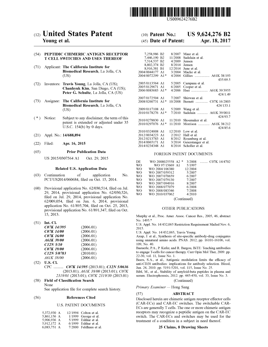 United States Patent (10) Patent No.: US 9,624,276 B2 Young Et Al