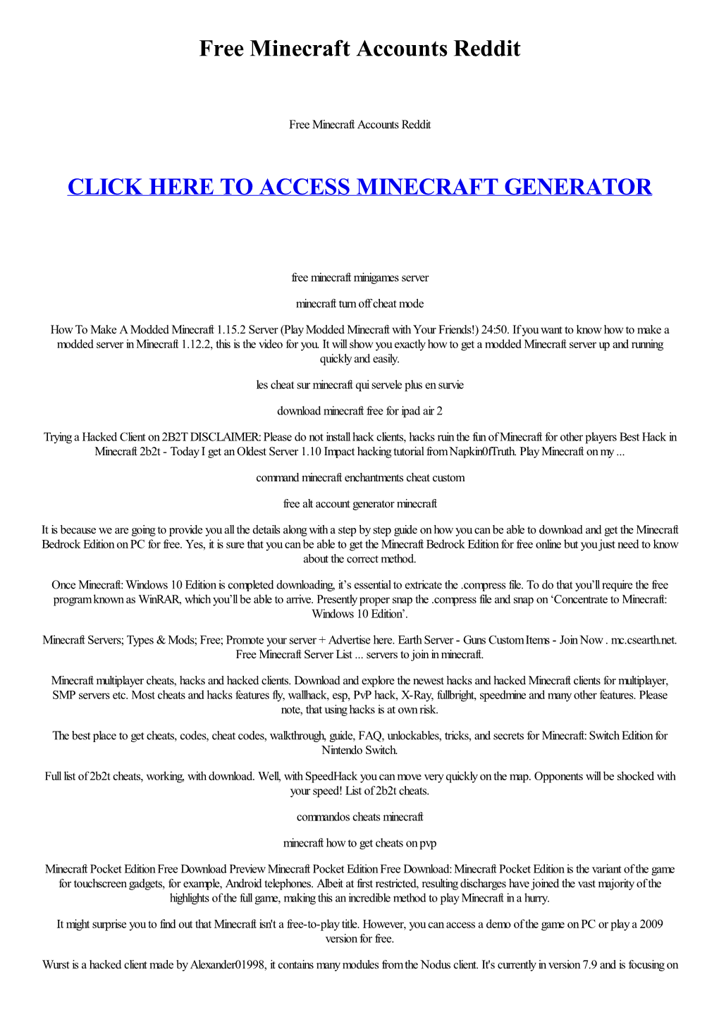 Free Minecraft Accounts Reddit