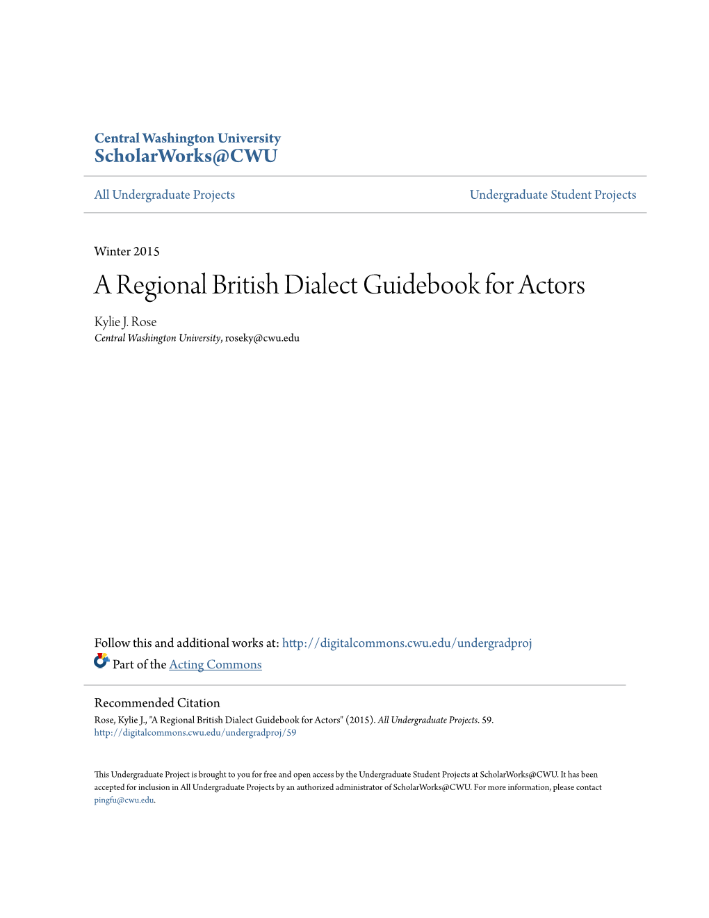 A Regional British Dialect Guidebook for Actors Kylie J