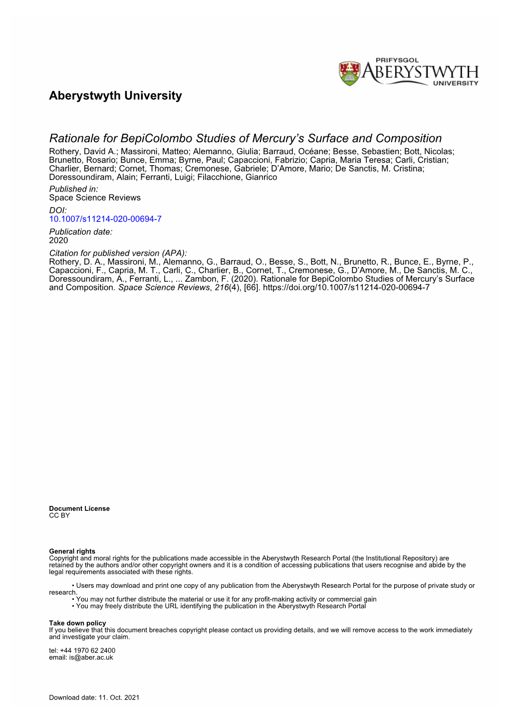 Rationale for Bepicolombo Studies of Mercury's Surface And