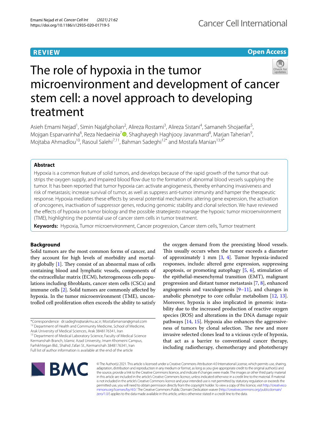 The Role of Hypoxia in the Tumor Microenvironment And