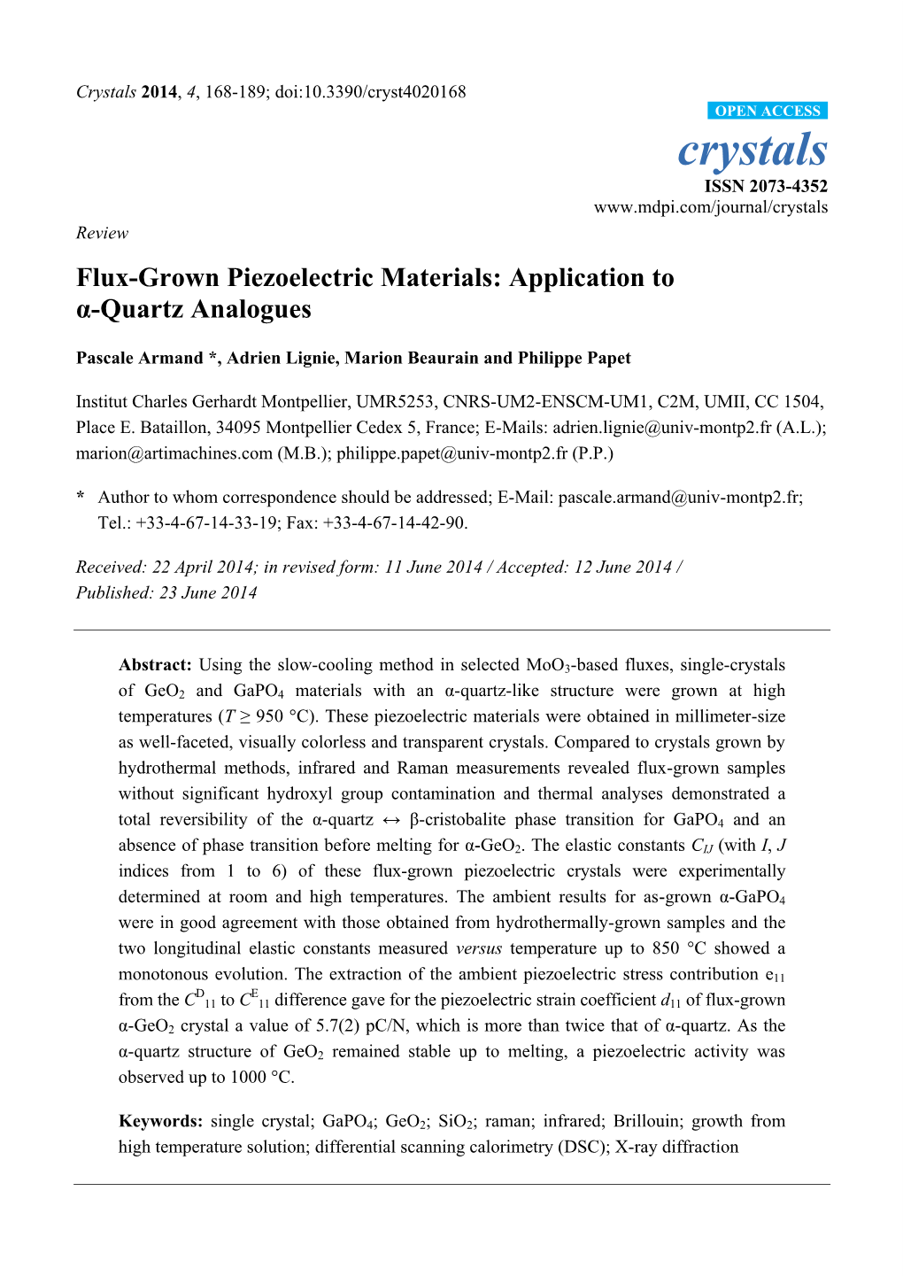 Application to Α-Quartz Analogues