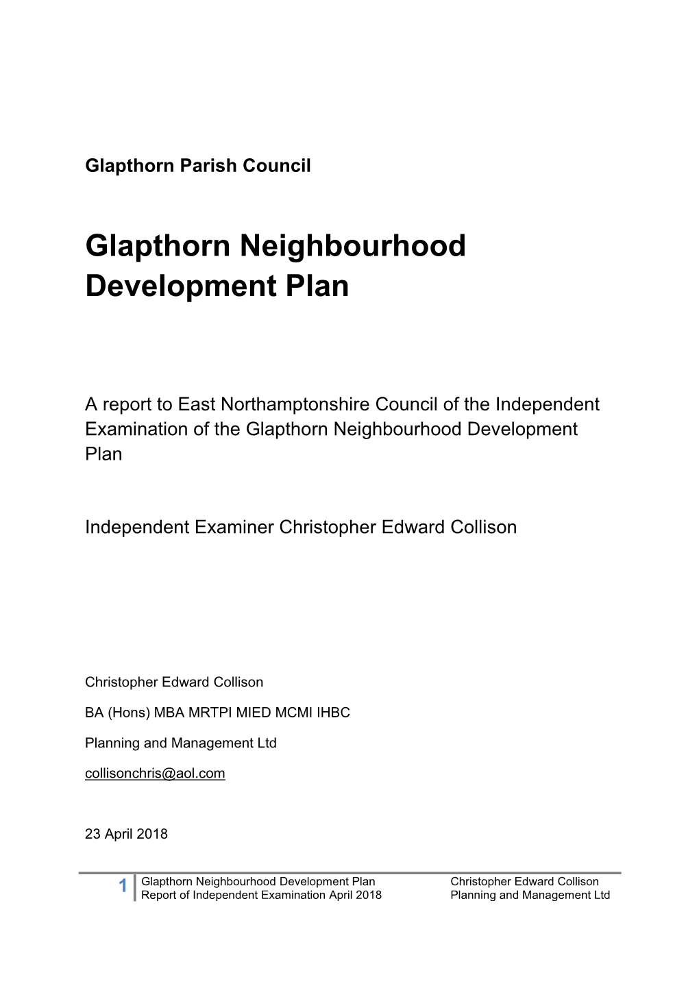 Glapthorn Neighbourhood Development Plan