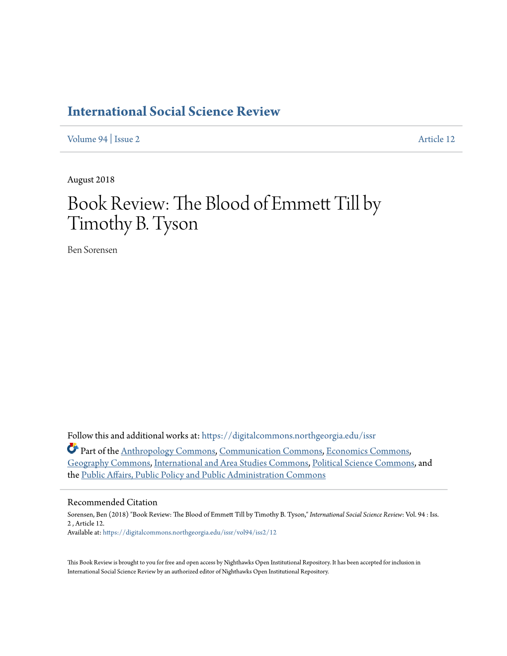 The Blood of Emmett Till by Timothy B. Tyson