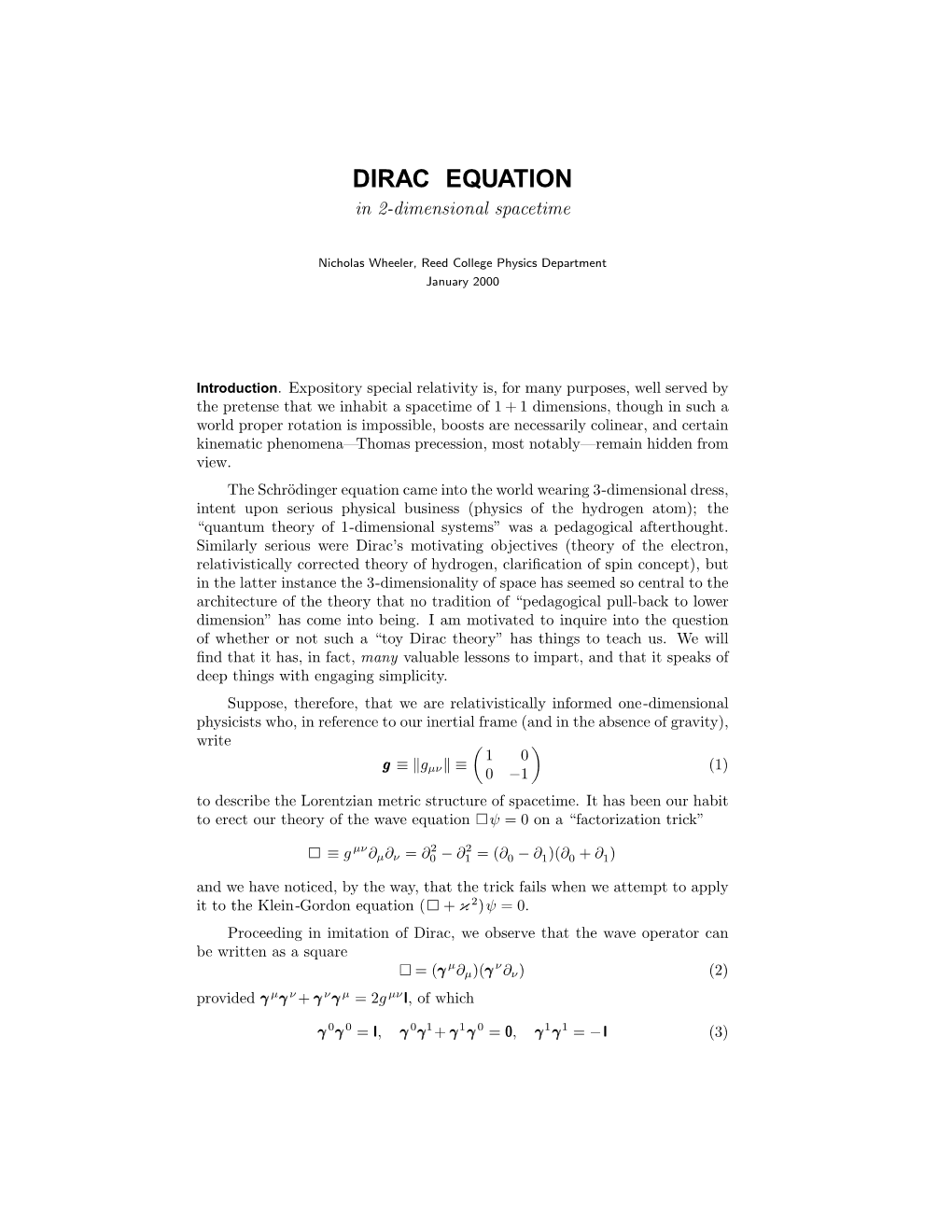 DIRAC EQUATION in 2-Dimensional Spacetime