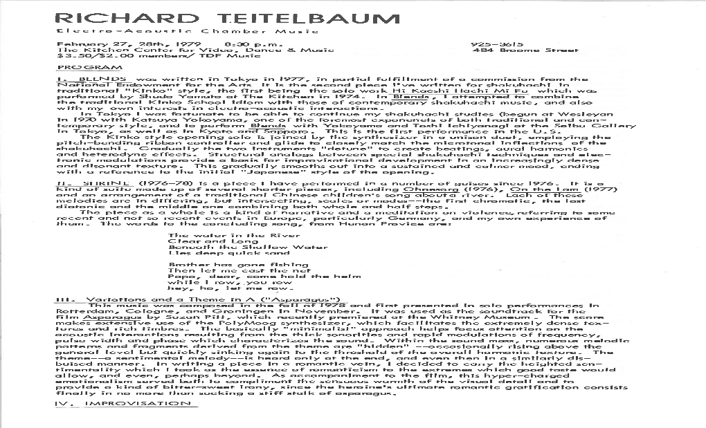 RICHARD TEITELBAUM Electro-Acoustic Chamber Music