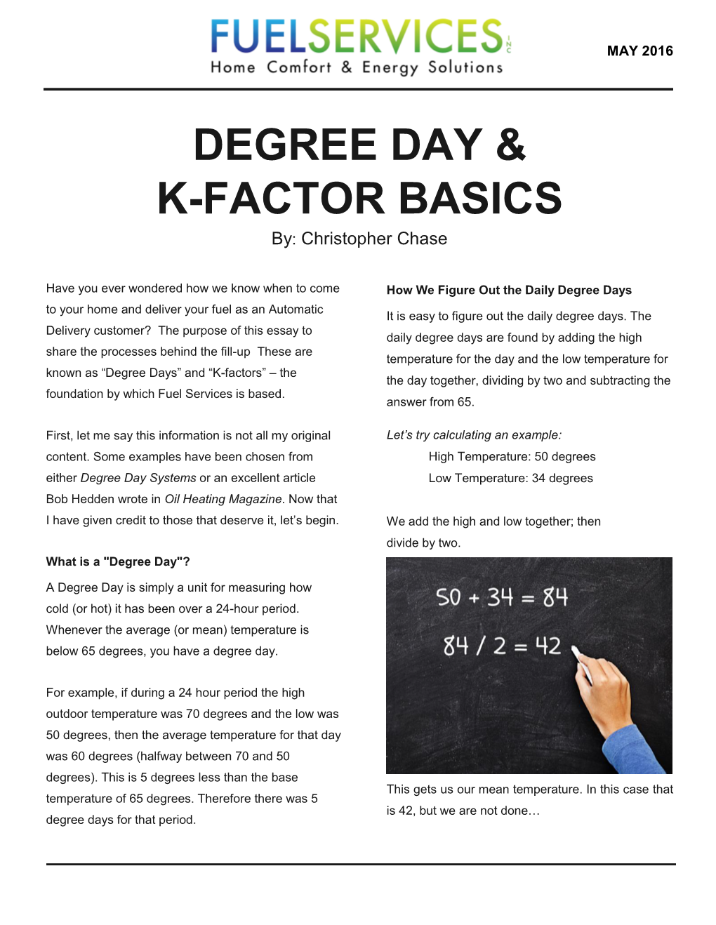 Degree Day & K-Factor Basics