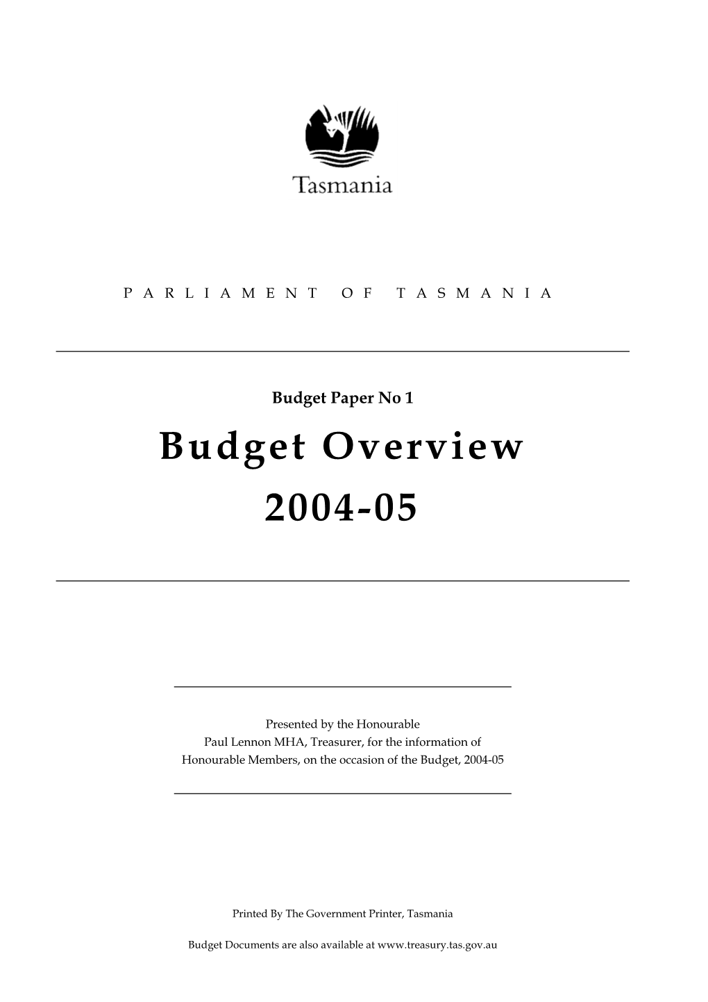 Budget Overview 2004-05