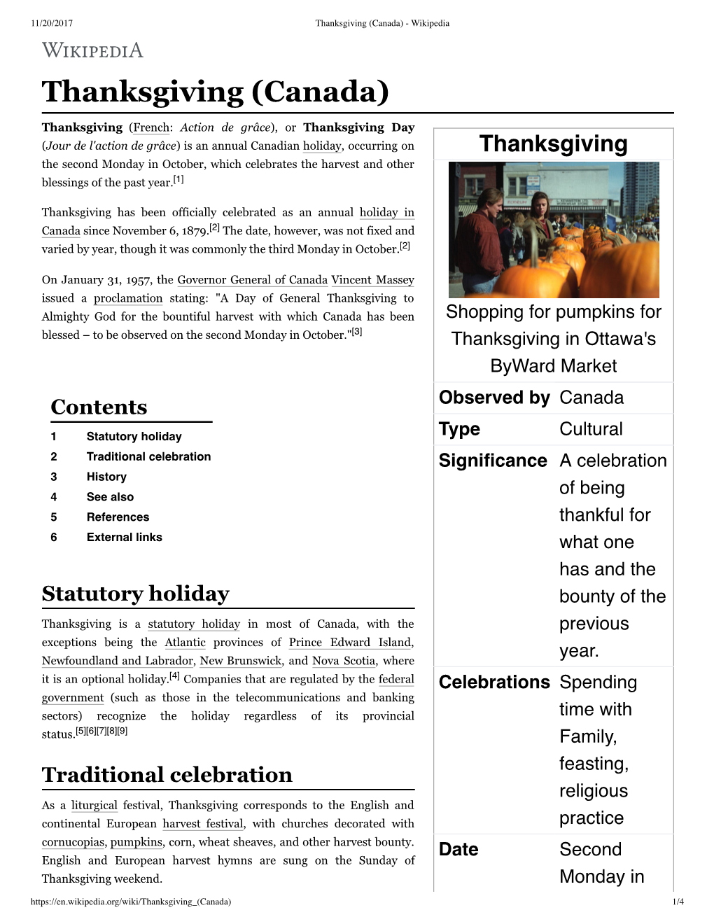 Thanksgiving (Canada) - Wikipedia