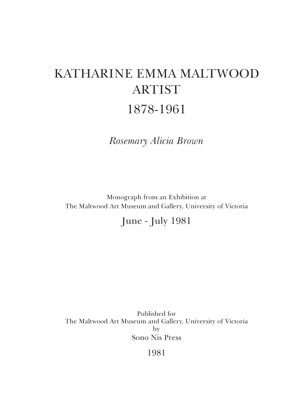 Maltwood Monograph.Indd