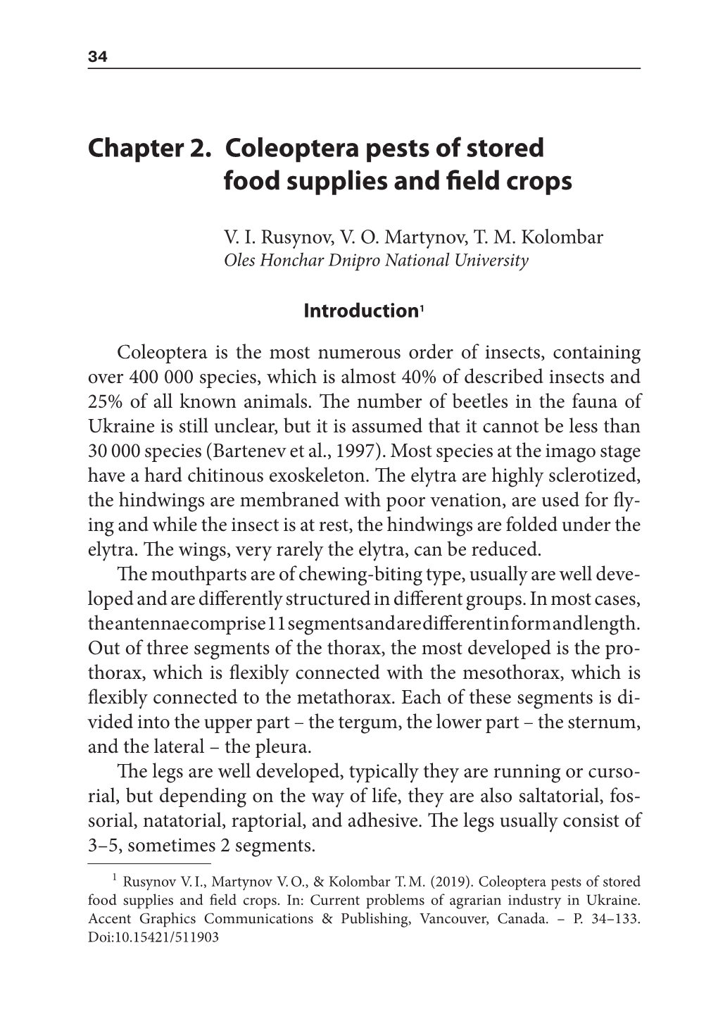 Chapter 2. Coleoptera Pests of Stored Food Supplies and Field Crops