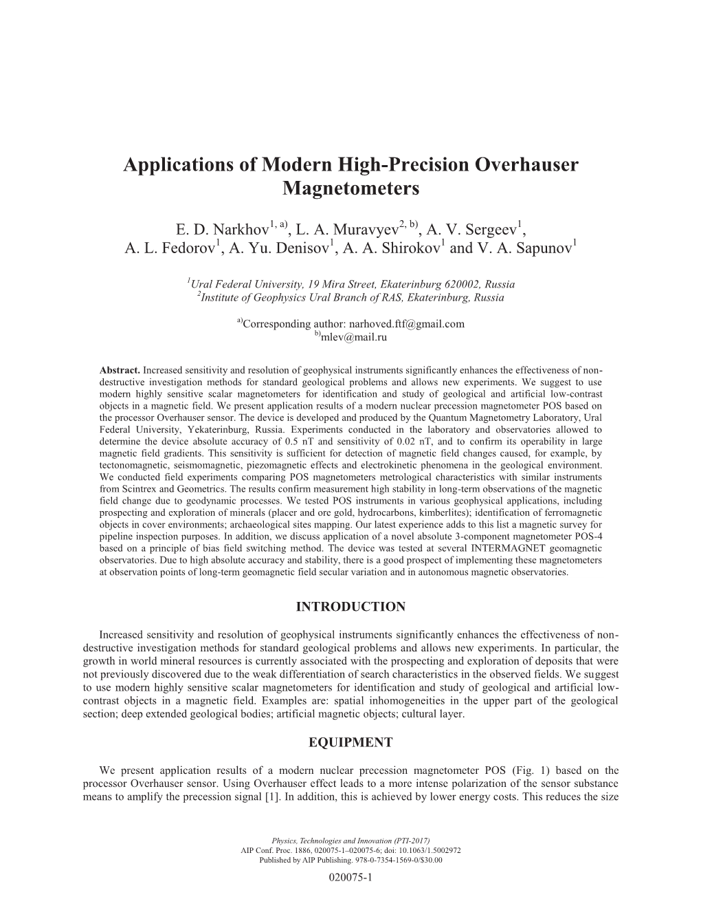 Applications of Modern High-Precision Overhauser Magnetometers
