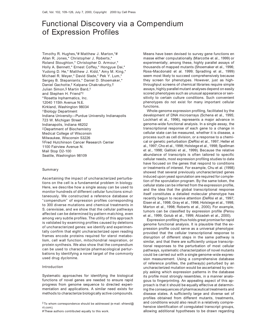 Functional Discovery Via a Compendium of Expression Profiles