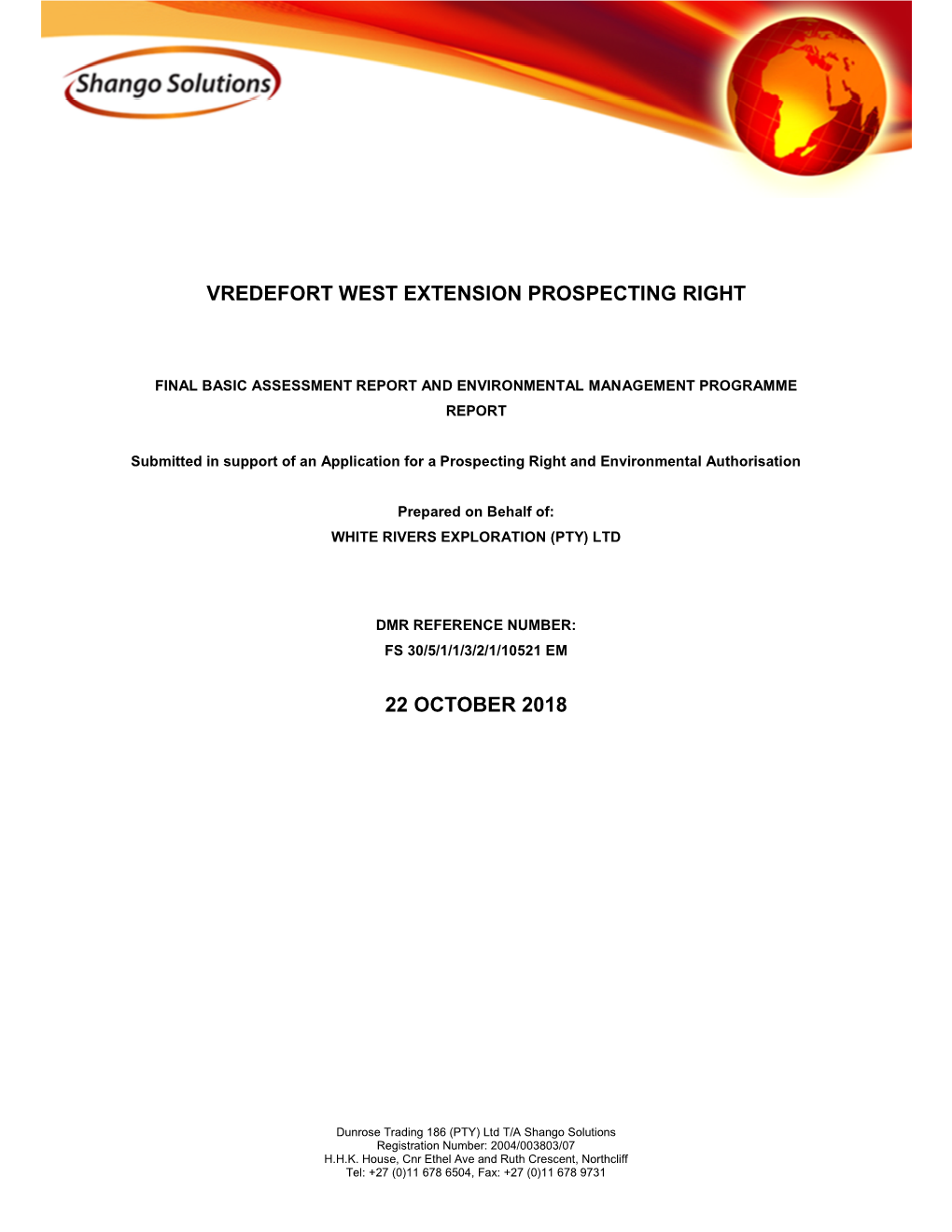 Vredefort West Extension Prospecting Right