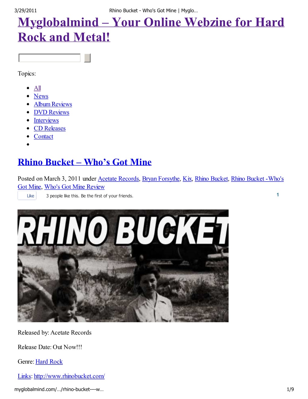 Rhino Bucket - Who's Got Mine | Myglo… Myglobalmind – Your Online Webzine for Hard Rock and Metal!