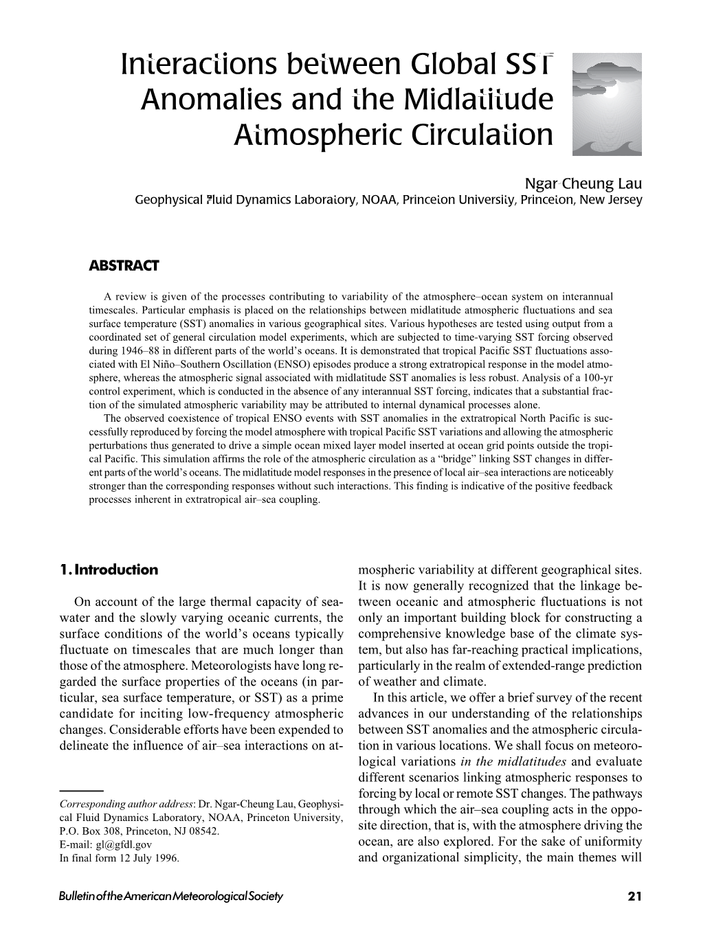 Interactions Between Global SST Anomalies and the Midlatitude Atmospheric Circulation