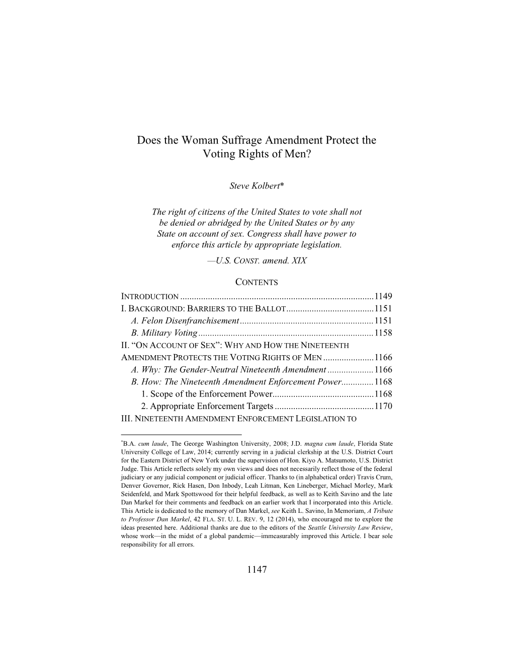 Does the Woman Suffrage Amendment Protect the Voting Rights of Men?