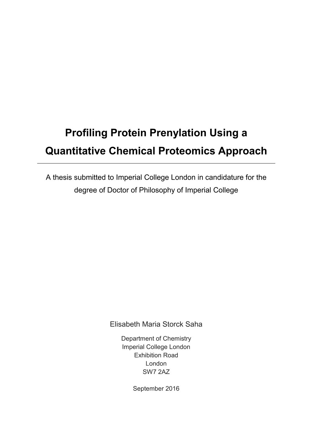 Profiling Protein Prenylation Using a Quantitative Chemical Proteomics Approach