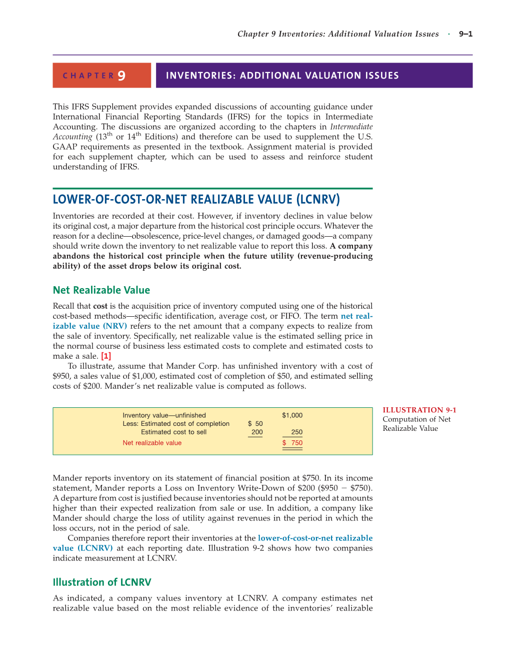 LOWER-OF-COST-OR-NET REALIZABLE VALUE (LCNRV) Inventories Are Recorded at Their Cost