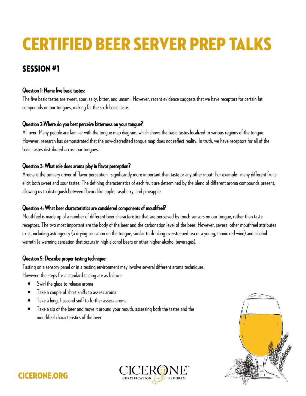 Certified Beer Server Prep Talks