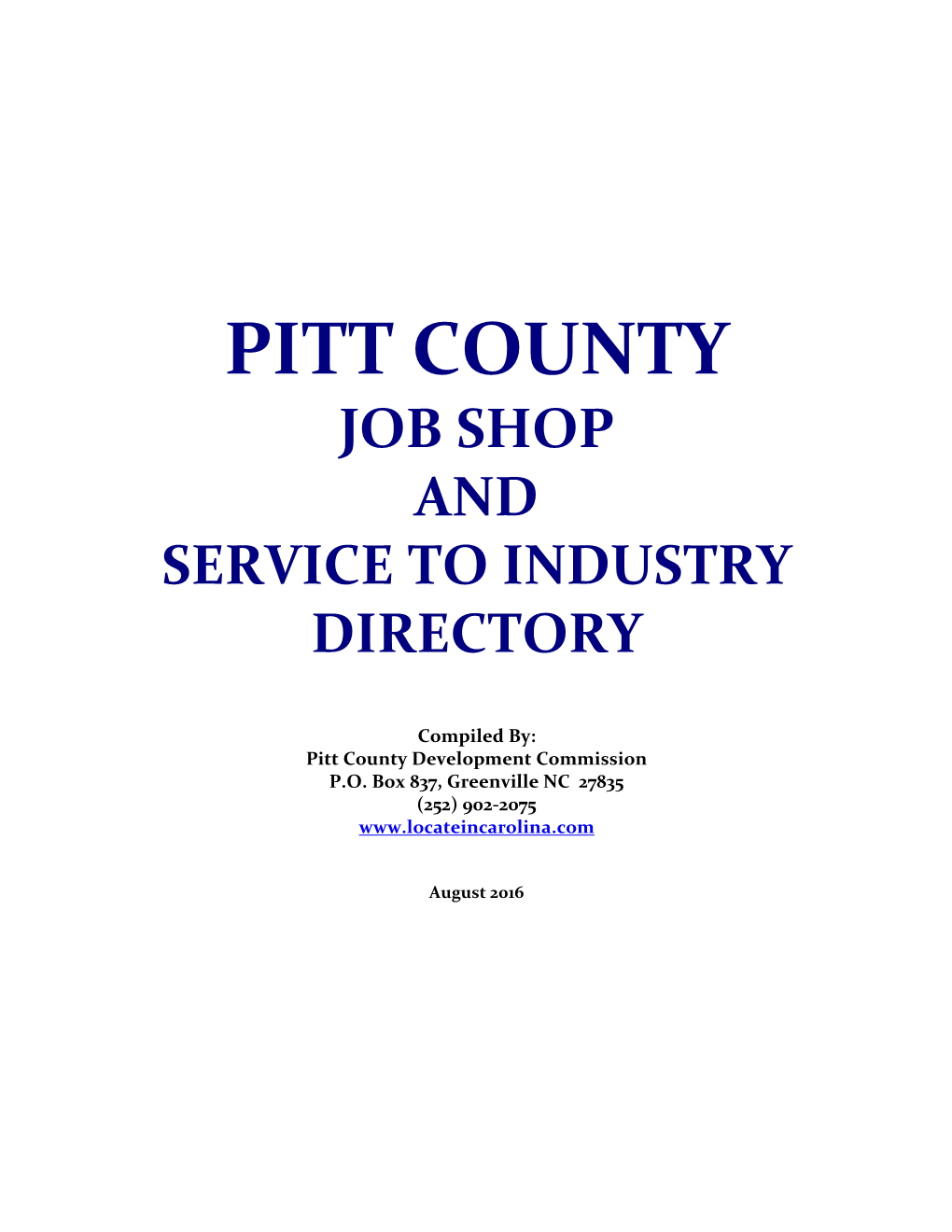 Job Shop and Service to Industry Directory