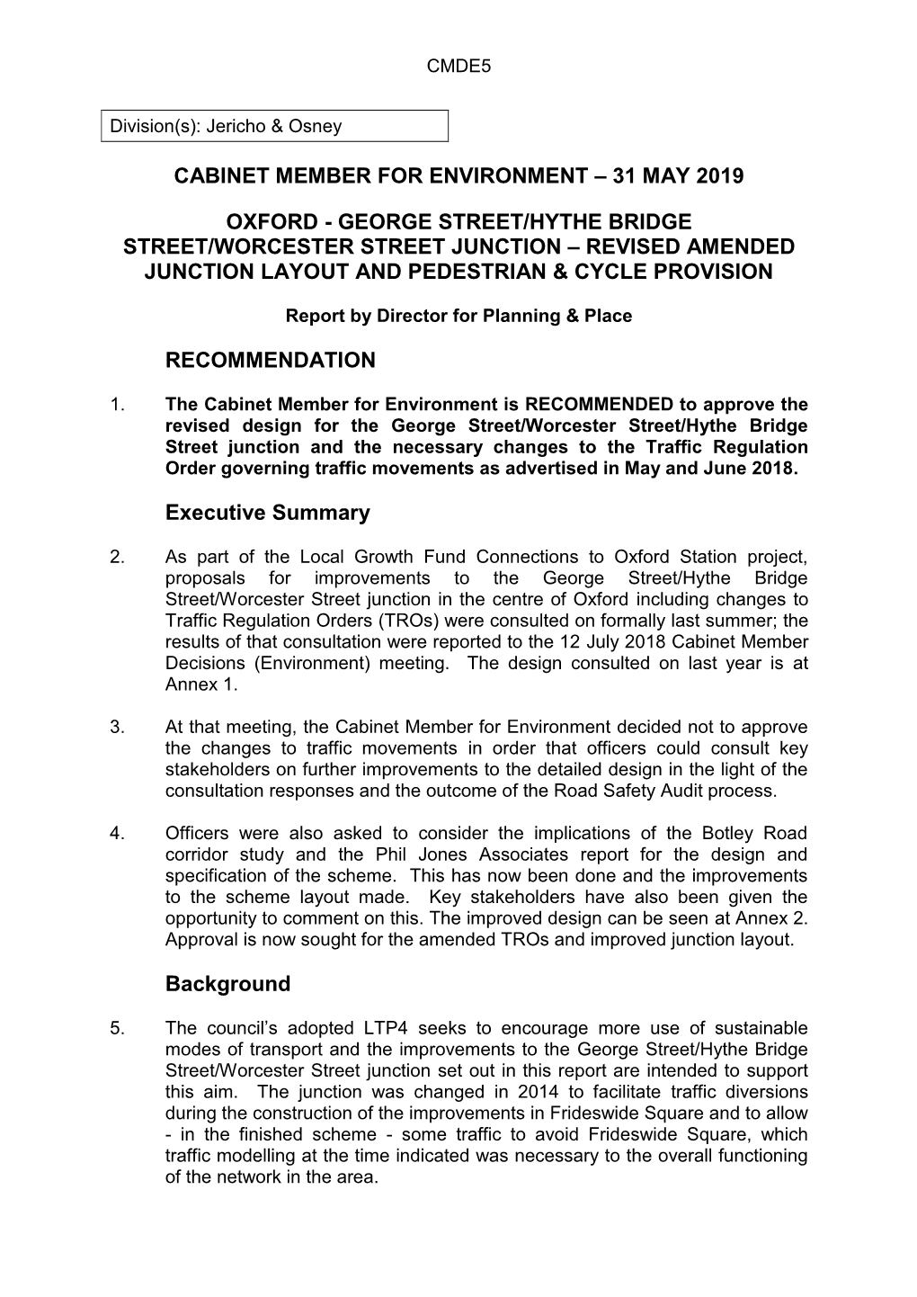 Oxford - George Street/Hythe Bridge Street/Worcester Street Junction – Revised Amended Junction Layout and Pedestrian & Cycle Provision