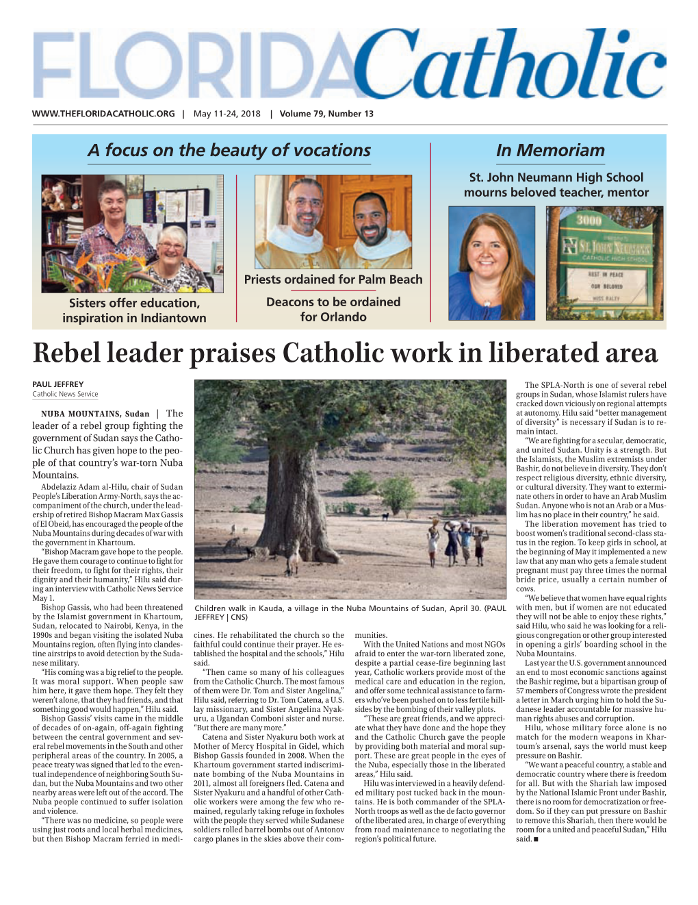 Rebel Leader Praises Catholic Work in Liberated Area