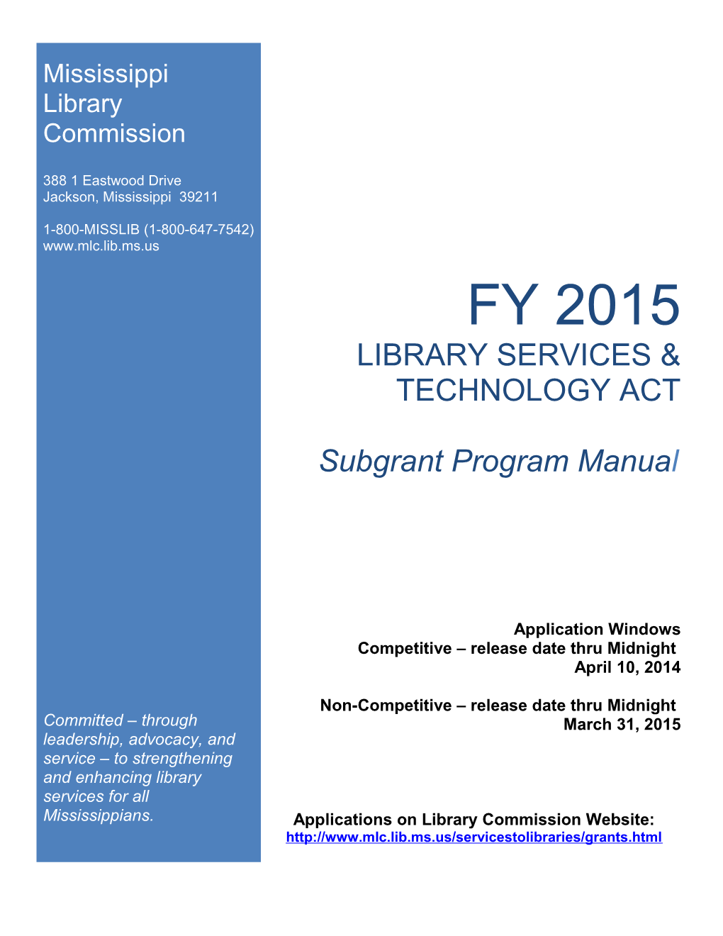 Section 1 Subgrant Categories Page 1