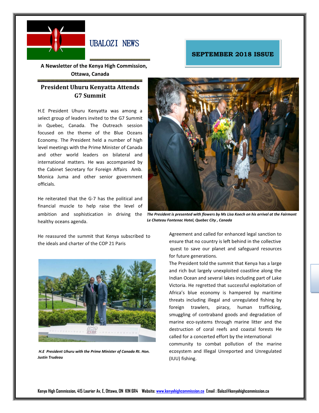 Ubalozi News September 2018 Issue