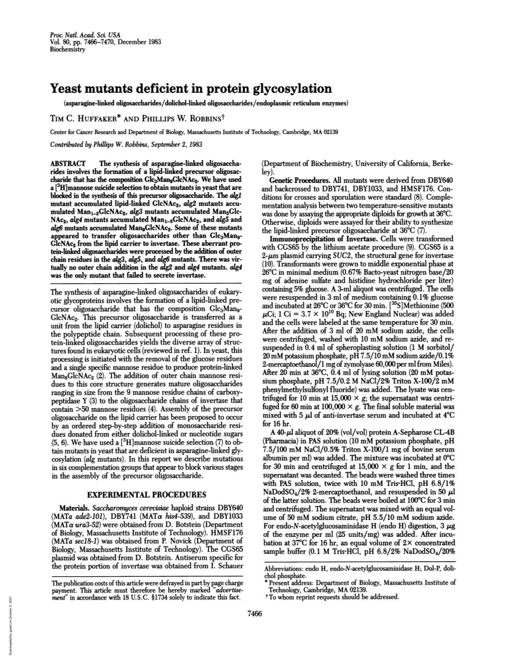Yeast Mutants Deficient in Protein Glycosylation (Asparagine-Linked Oligosaccharides/Dolichol-Linked Oligosaccharides/Endoplasmic Reticulum Enzymes) TIM C