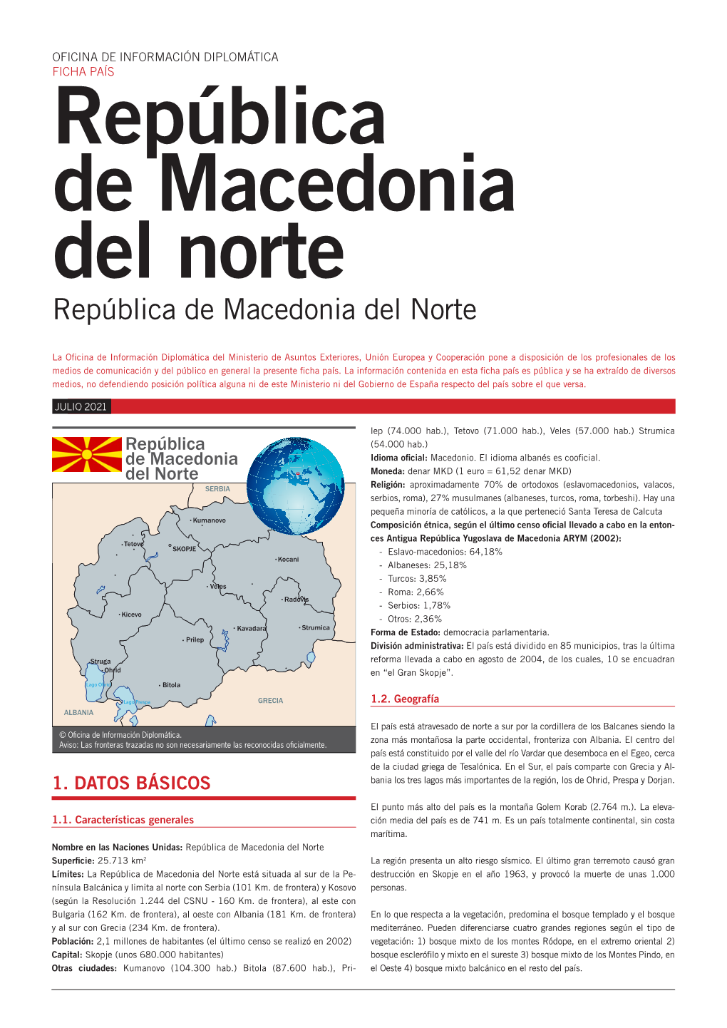 Ficha País De Macedonia Del Norte