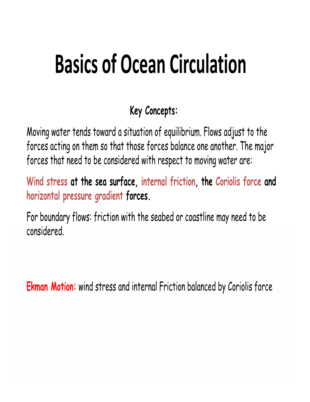 Basics of Ocean Circulation