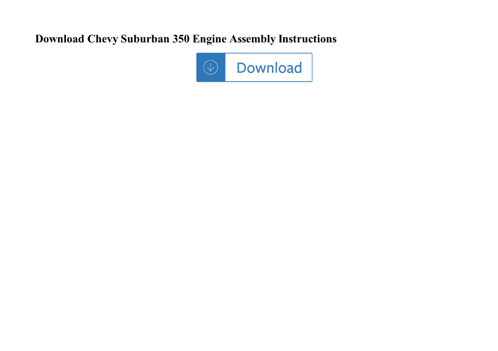 Chevy Suburban 350 Engine Assembly Instructions