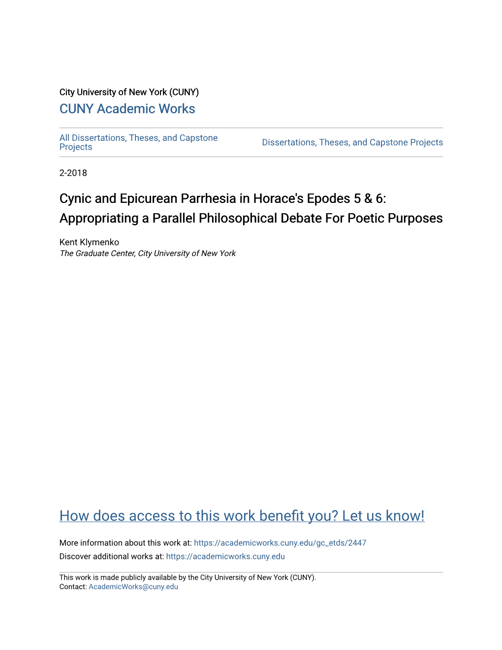 Cynic and Epicurean Parrhesia in Horace's Epodes 5 & 6