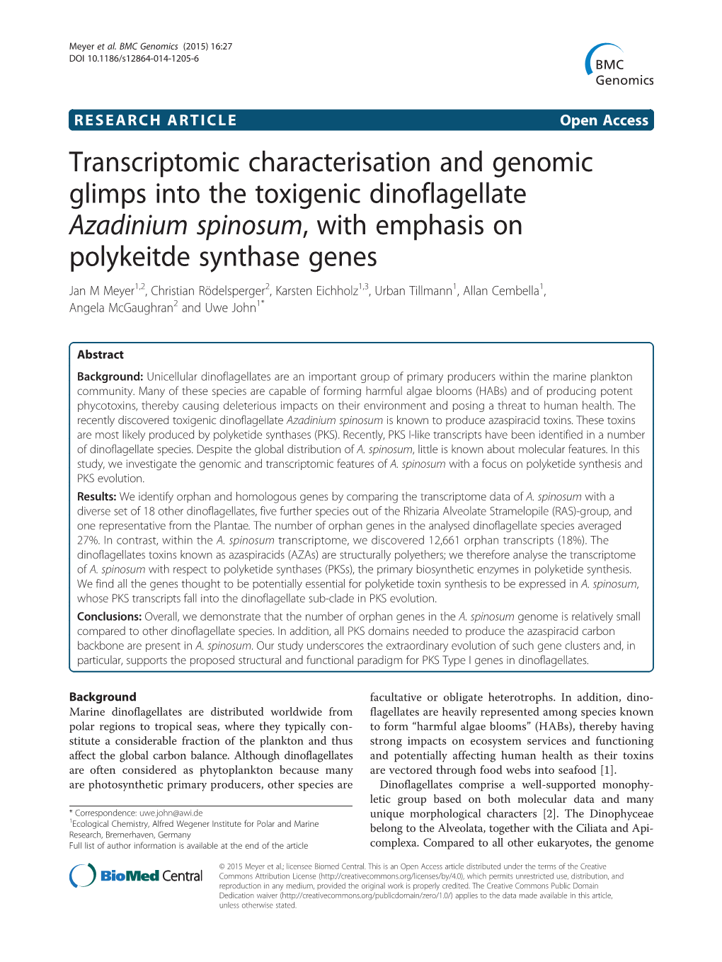 Transcriptomic Characterisation and Genomic Glimps Into the Toxigenic