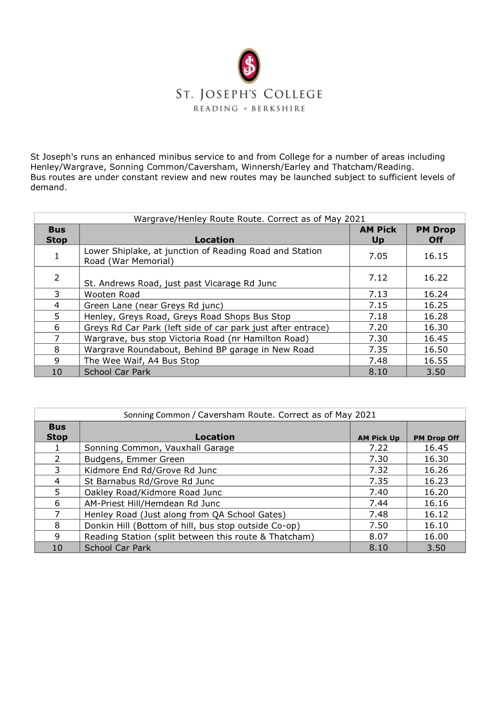 View Our Current Bus Timetables Here