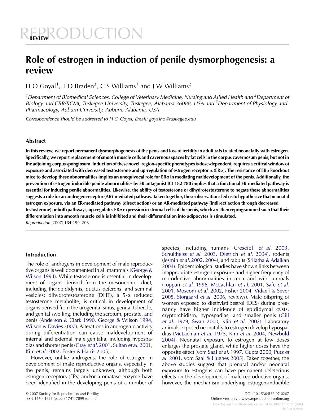 Role of Estrogen in Induction of Penile Dysmorphogenesis: a Review