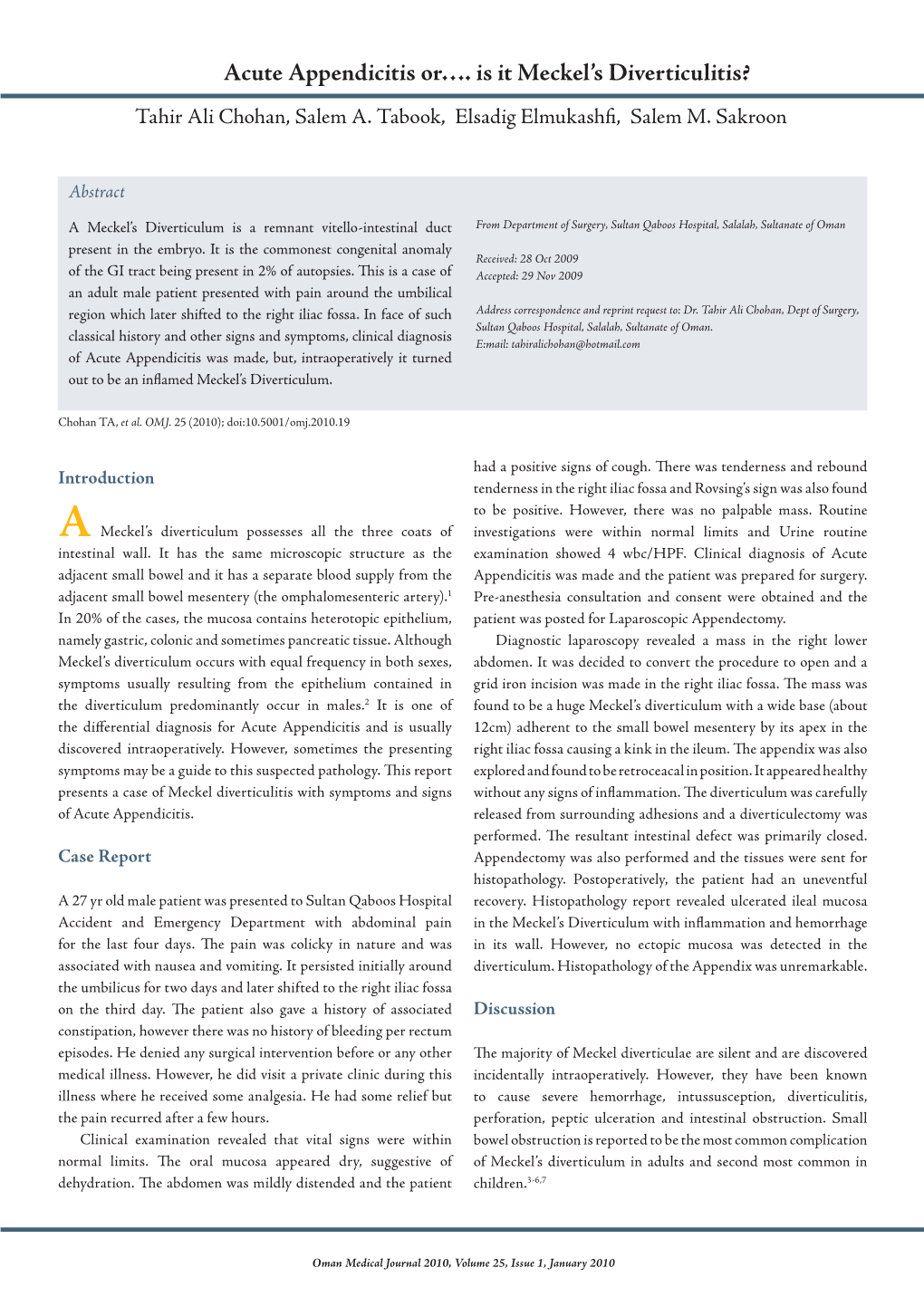 Acute Appendicitis Or…. Is It Meckel's Diverticulitis?