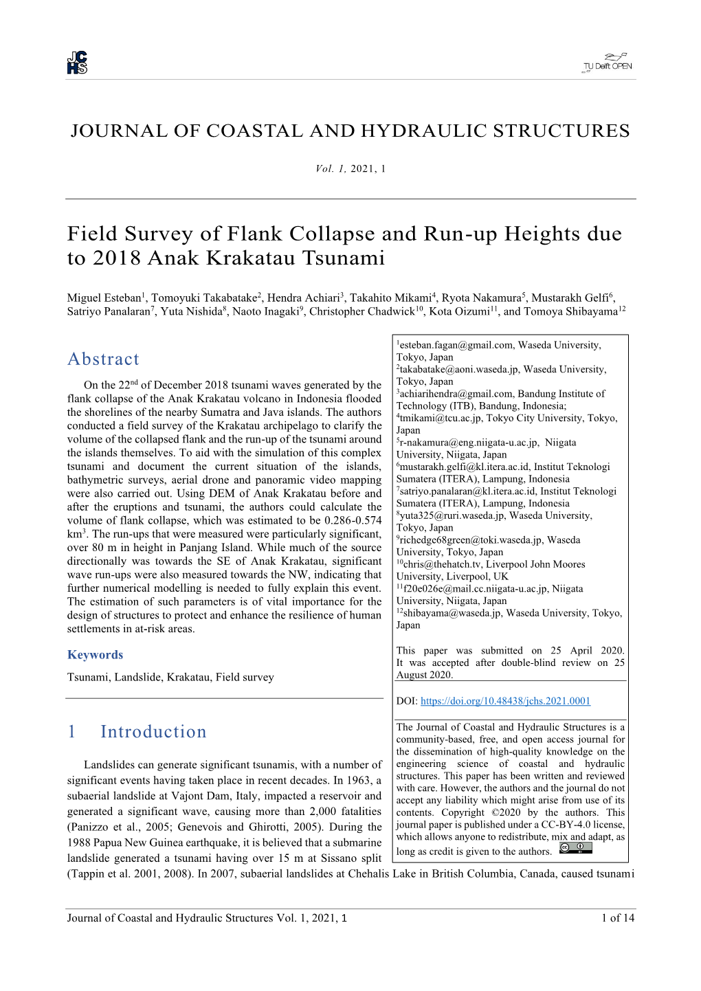 Field Survey of Flank Collapse and Run-Up Heights Due to 2018 Anak Krakatau Tsunami