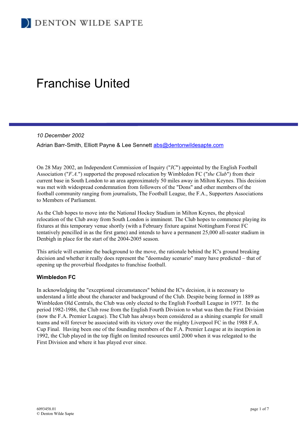 Franchise United