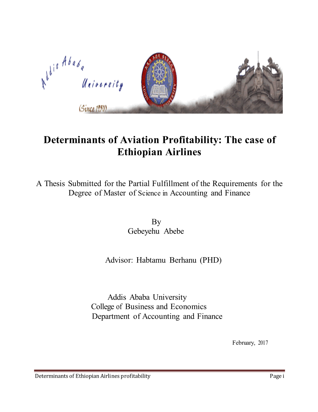 Determinants of Aviation Profitability: the Case of Ethiopian Airlines