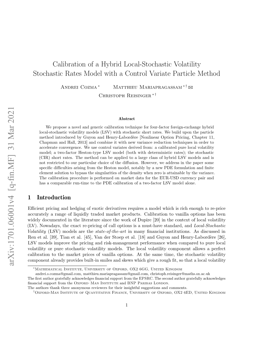 Calibration of a Hybrid Local-Stochastic Volatility Stochastic Rates Model with a Control Variate Particle Method