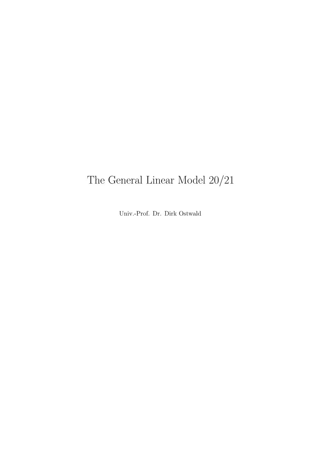 The General Linear Model 20/21